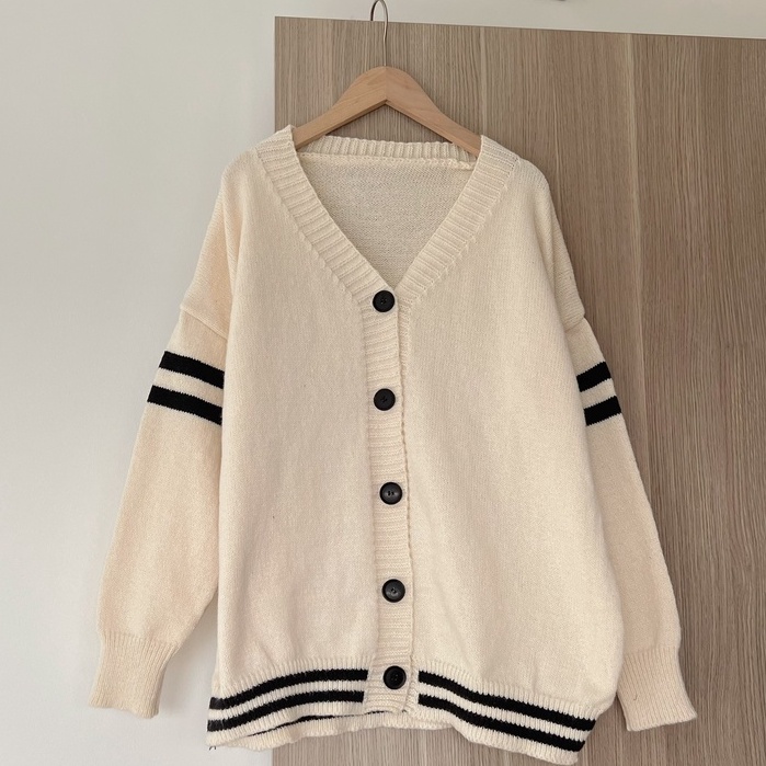 Áo Cardigan, Áo Khoác Len Nữ Thừng Viền Đen - Titto Closet