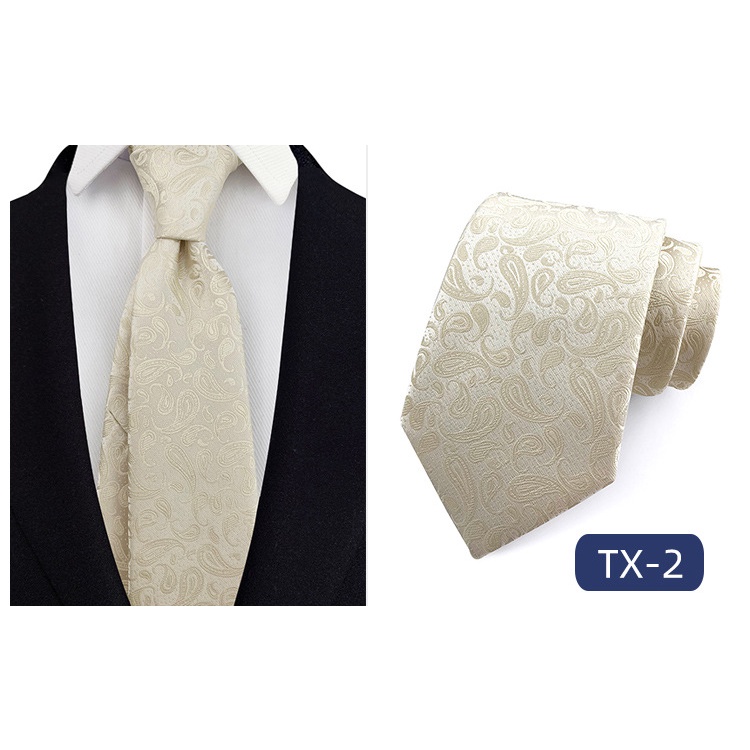 Cà vạt 8cm vải Jacquard dệt họa tiết hoa chấm bi Paisley thời trang công sở dự tiệc cho nam