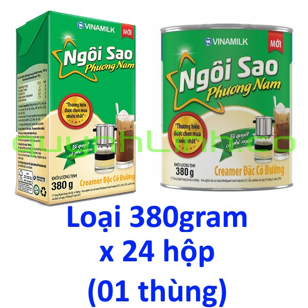 Thùng Sữa đặc Ngôi Sao Phương Nam xanh lá 380gram x24 hộp