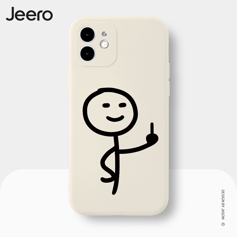 Ốp điện thoại JEERO viền vuông đen chống bẩn ngộ nghĩnh hài hước hình bựa hoạt hình cặp đôi dễ thương đẹp mềm Cho iPhone 13 12 11 Pro Max SE 2020 X XR XS 8 7 ip 6S 6 Plus kute HFEA679