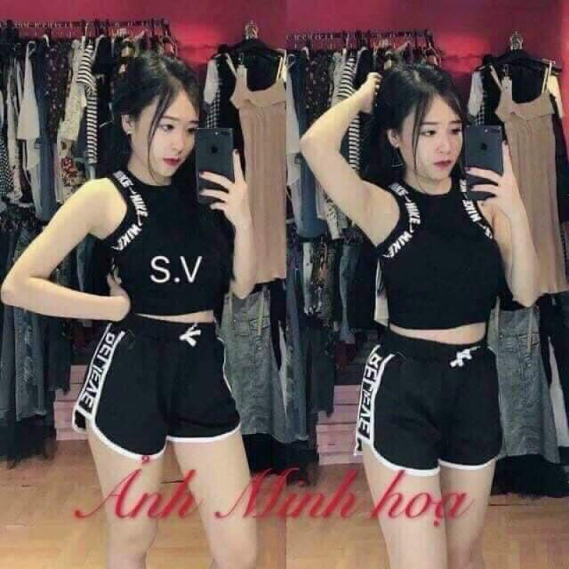 Quần Đùi Nữ Viền Màu Dáng Thể Thao