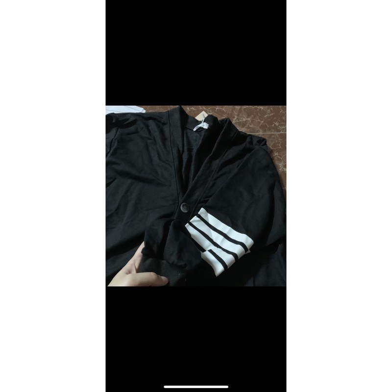 (Sẵn) Áo Cadigan Nỉ Viền Sọc Tay Ulzzang (có ảnh thật) | BigBuy360 - bigbuy360.vn