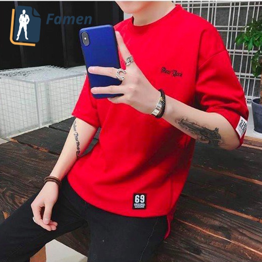 Áo thun nam tay lỡ in chữ in hình unisex form rộng big size đẹp hàng hiệu cao cấp giá rẻ có cổ cổ tròn cotton FAMEN A25