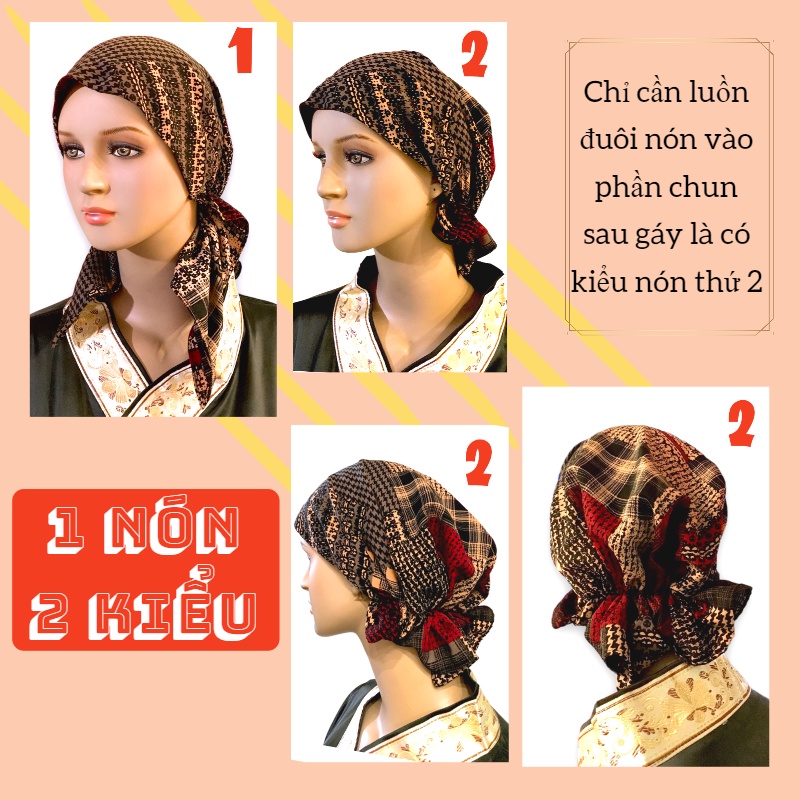 Nón hóa tri vải mềm mát, hút mồ hôi, bệnh nhân ung thư, chemo hat, nón trùm đầu