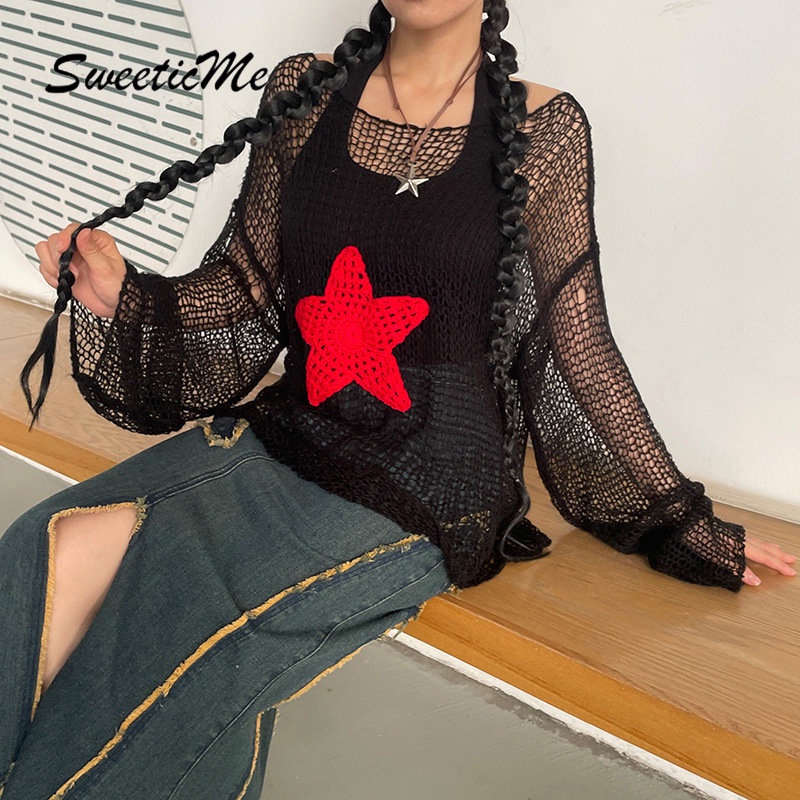 Áo Sweater Dệt Kim Tay Dài Cổ Tròn Màu Sắc Tương Phản Thời Trang   Cho Nữ