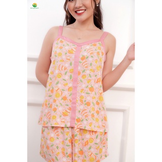Bộ lanh quần đùi áo 2 dây phối lụa việt thắng