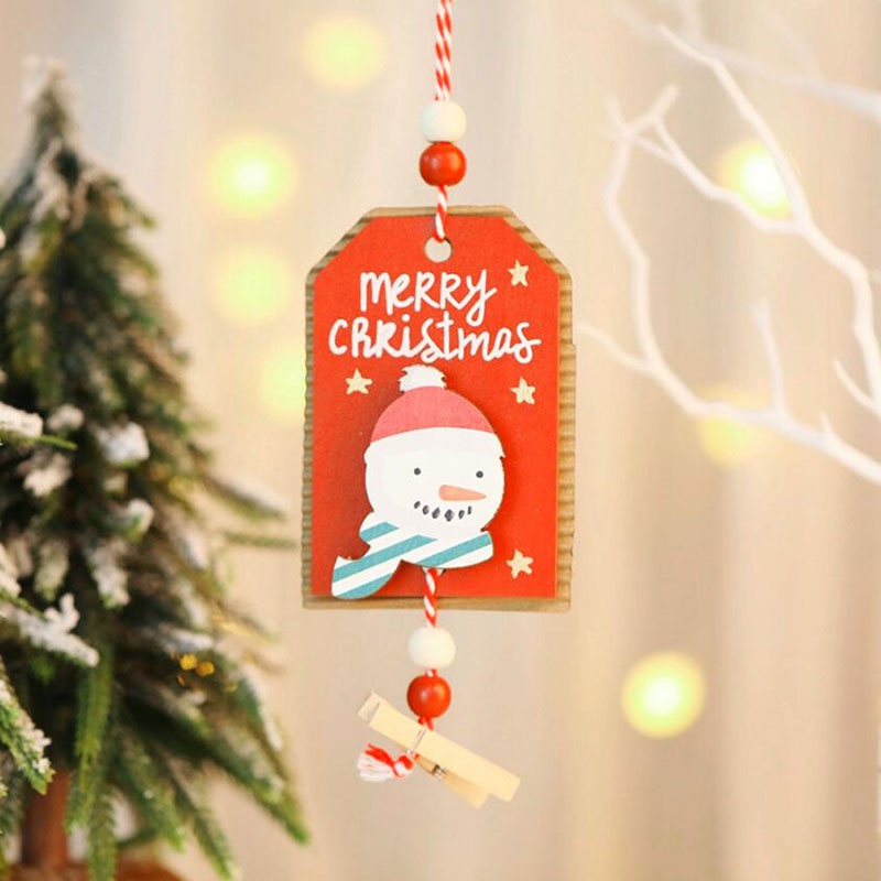 Creative Painted Wooden Sign Christmas Tree Decorations Santa Claus Reindeer Hanging Christmas Decorations Postcard Holder