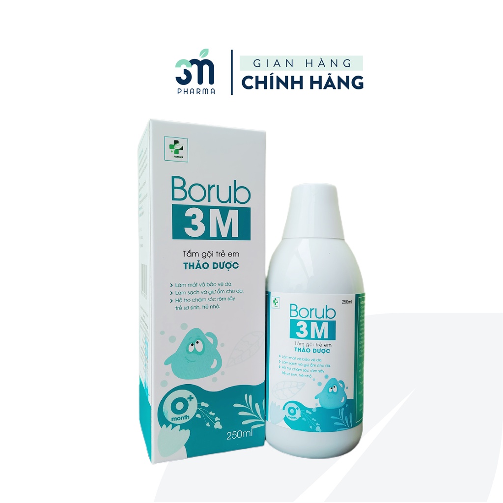 Sữa Tắm Gội Thảo Dược Cho Bé Borub - Chiết Xuất Thảo Dược Giúp Làm Sạch, Giữ Ẩm, Chăm Sóc Da - Borub 3M 250ml