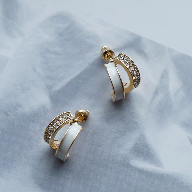 Bông Tai Chữ C Đính Đá Lấp Lánh Thời Trang Hàn Quốc Cho Nữ