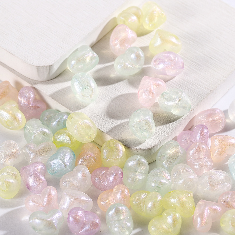 Set 30 Hạt Ngọc Trai Hình Trái Tim Bằng Acrylic Dùng Làm Vòng Tay / Dây Chuyền Diy
