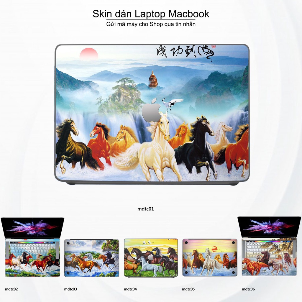 Skin dán Macbook mẫu Mã Đáo Thành Công (đã cắt sẵn, inbox mã máy cho shop)