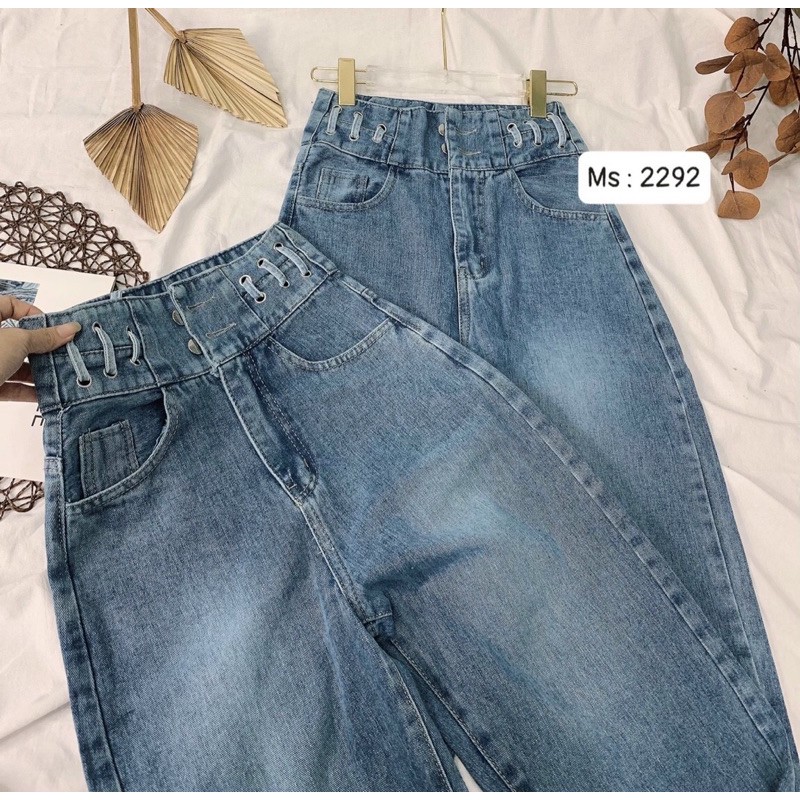 QUẦN JEAN BAGGY CẠP CAO PHỐI LƯNG QUẦN ĐAN DÂY MS 2292 [ CLIP THẬT] [FREESHIP] hàng loại 1, VẢI DÀY