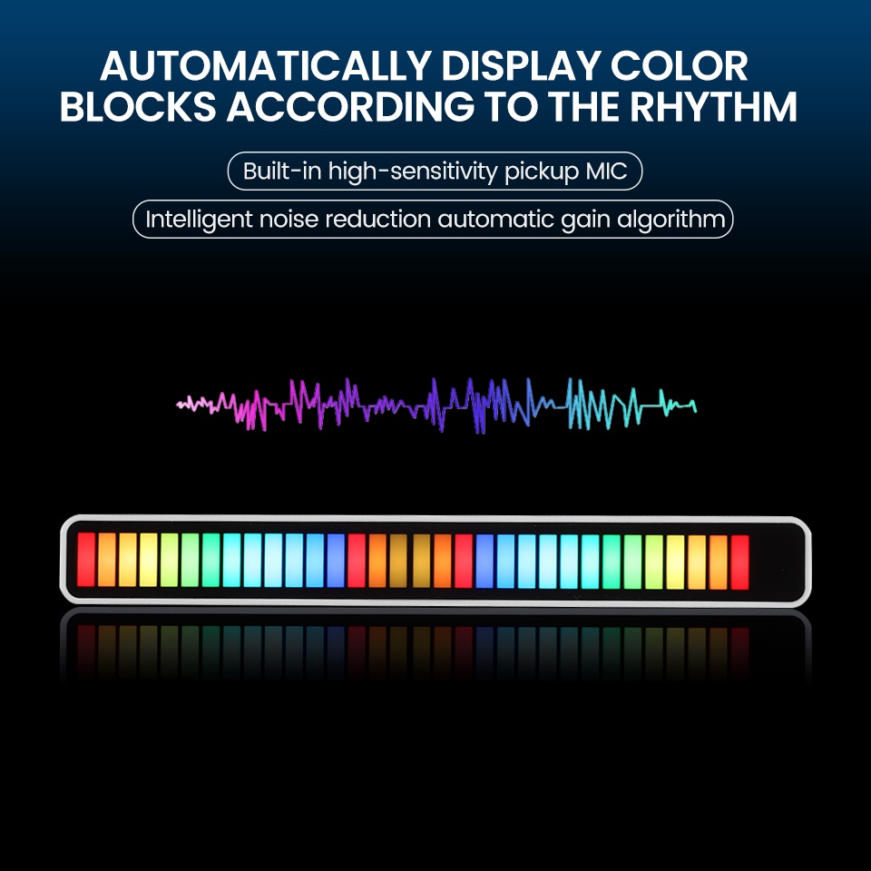 Dây Đèn LED 32 Bóng Nhiều Màu Điều Khiển Bằng Giọng Nói Có Thể Sạc Lại Bằng Giọng Nói Tiện Dụng Cho Xe Hơi