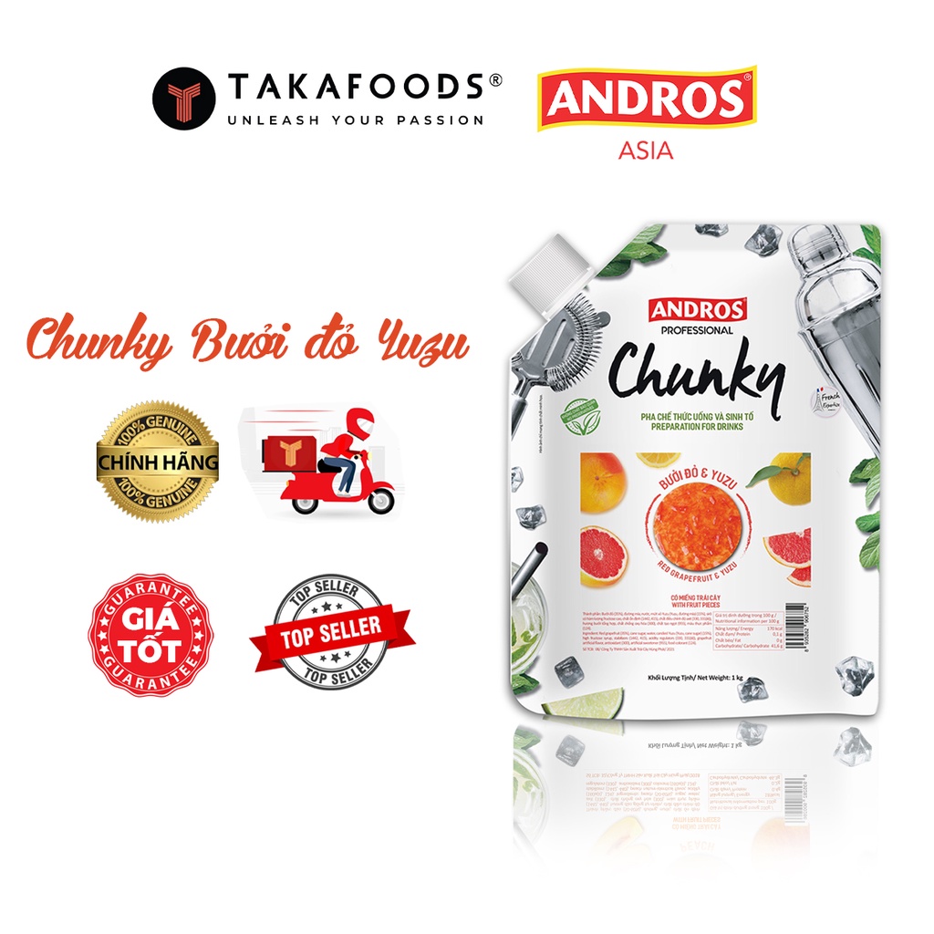 Mứt Trái Cây Chunky Bưởi Đỏ YuZu Bịch 1Kg