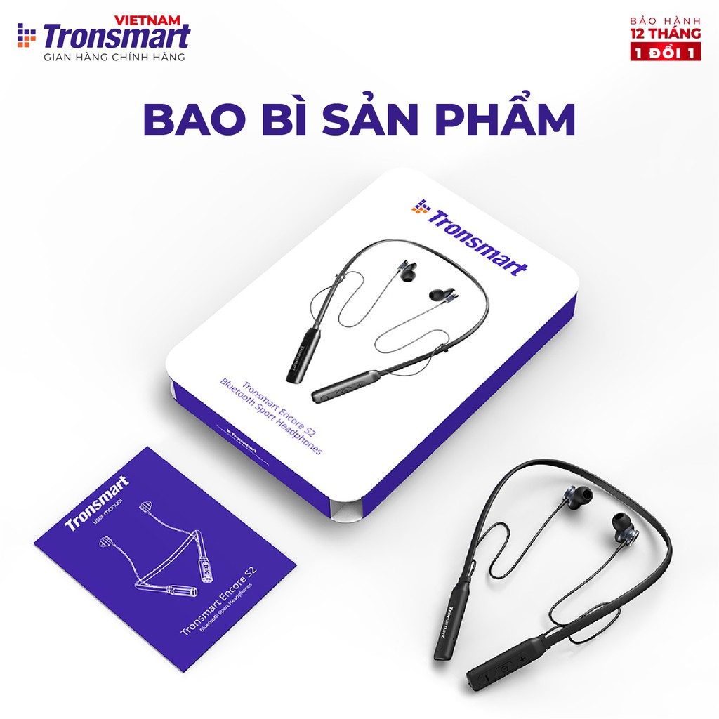 Tai nghe Bluetooth Tronsmart Encore S2 Chống nước IPX34 Khử tiếng ồn - Hàng chính hãng - Bảo hành 12 tháng 1 đổi 1