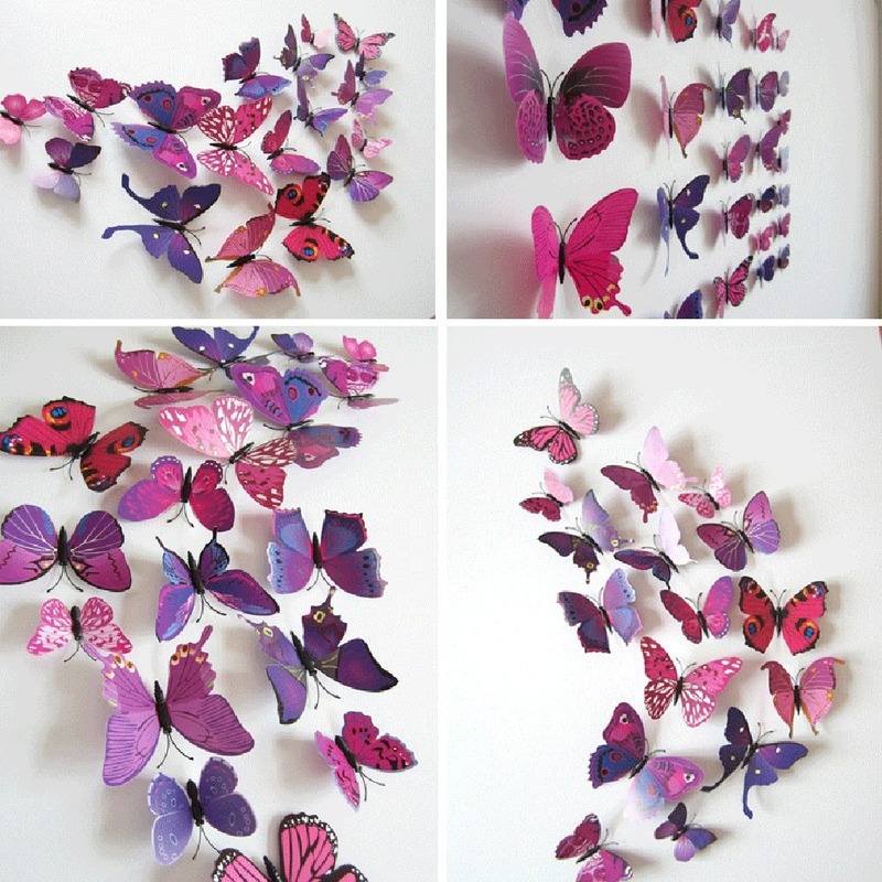 Hình Dán Tường Bướm 3D 12Pcs