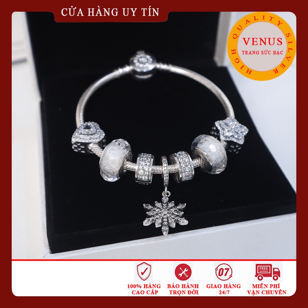 Vòng charm mệnh Kim màu trắng- Bạc 925 cao cấp- VENUS001
