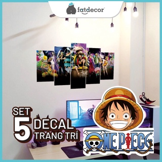 SET 5 Decal One piece - Decal dán tường, trang trí phòng, bàn máy tính