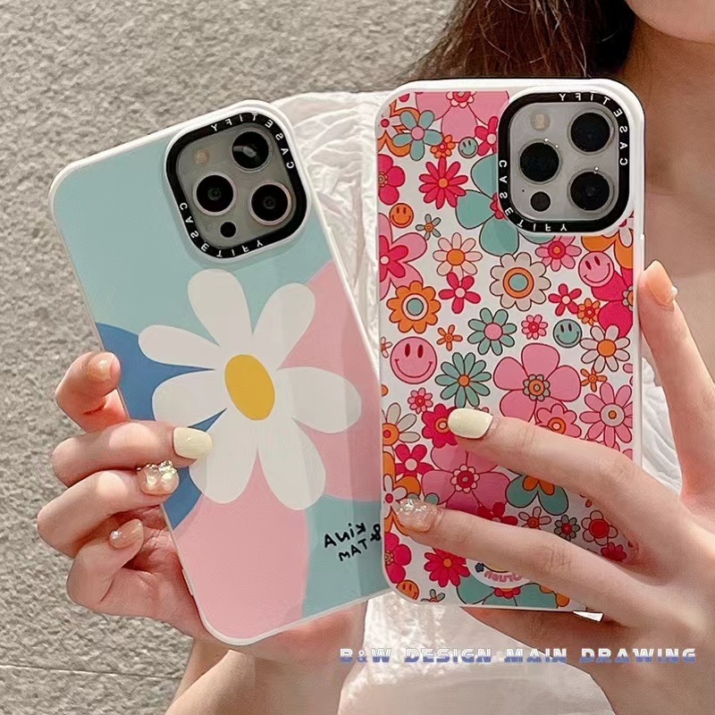 Ốp Điện Thoại Silicon Họa Tiết Bông Hoa/ Mặt Cười Xinh Xắn Chống Sốc Cho iPhone 13 12 11 Pro MAX IX XS MAX XR 6 7 8 Plus