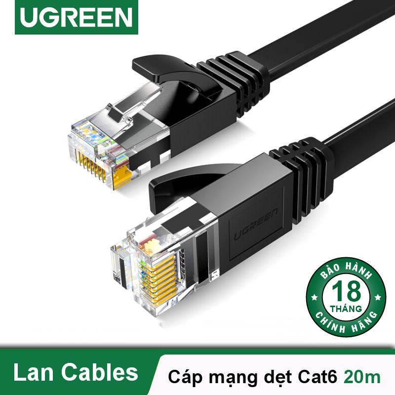 Cáp mạng RJ45 Cat6 dây Dẹt Cao Cấp Ugreen 50180 50181 50182 NW102 Chính hãng