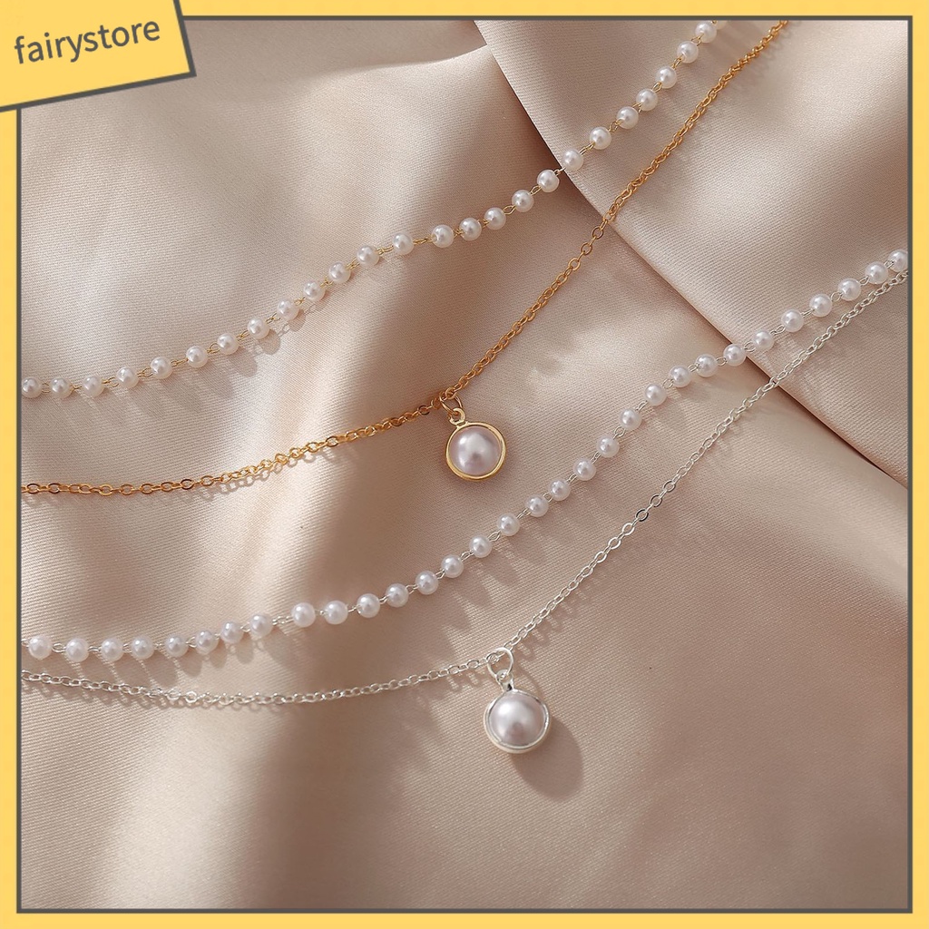 vòng cổ Hợp Kim Đính Ngọc Trai Giả Xinh Xắn