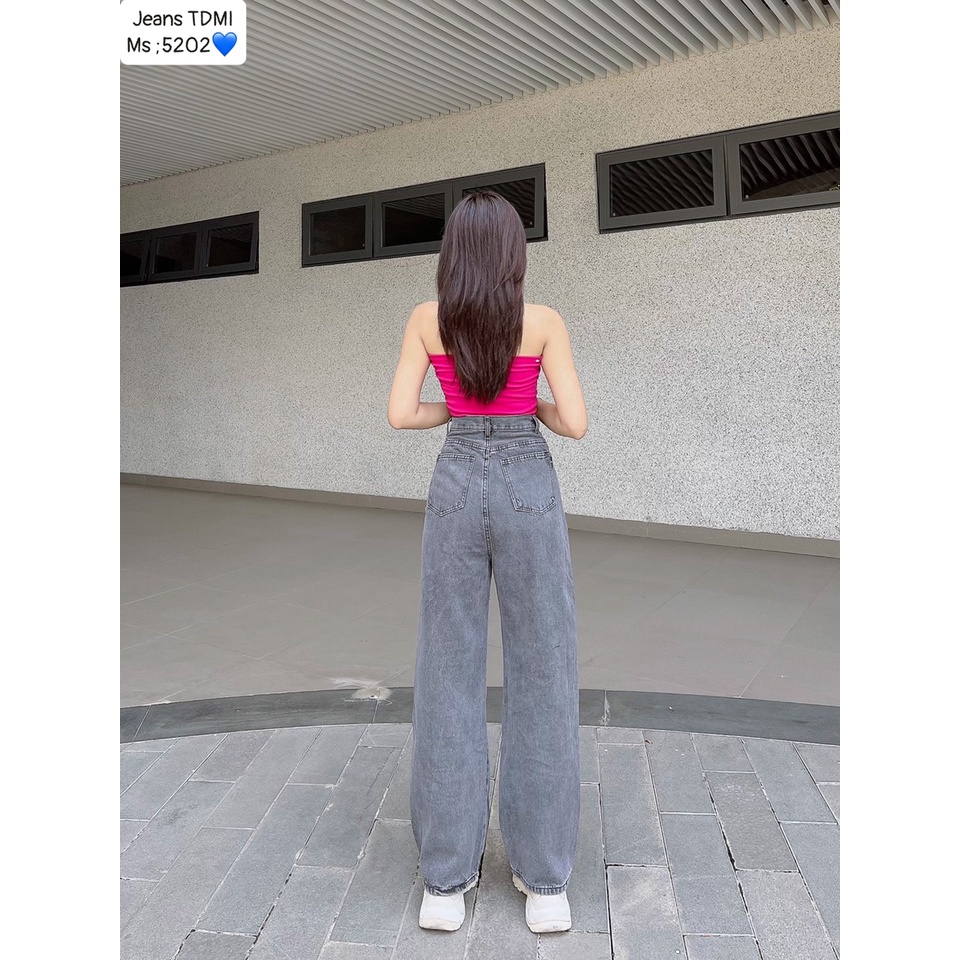 Quần bò nữ vải bò,quần jeans ống rộng lưng cao, Quần jean nữ ống rộng xanh đen dáng suông dáng dài ulzzang BGJ008 | BigBuy360 - bigbuy360.vn