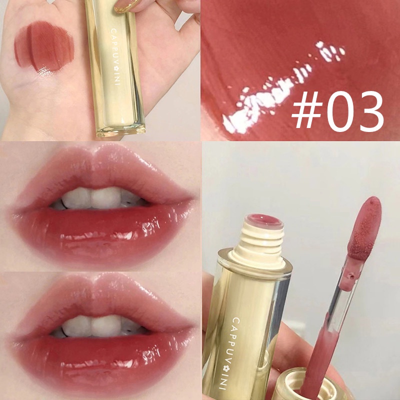 Son kem bóng CAPPUVINI thạch trà căng mọng nhẹ môi Iced Tea Mirror Surface Lip Glaze