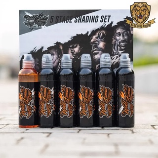 Mực xăm tattoo đen xám world famous - five stage shading set 6 chai - 1oz 4oz