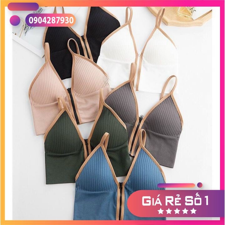 Áo Bra Quây Ngực Khóa Kéo - Áo Bra 2 dây gân tăm khóa kéo sexy free size 40-50kg