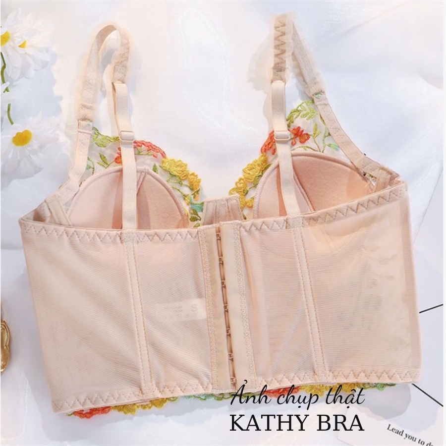 A46 Áo Bra Ren KATHY BRA Thêu Hoa Cao Cấp Nữ Hàng Kiểu Bralette Hai Dây Kiểu Dáng Croptop Phối Blazer Siêu Xinh