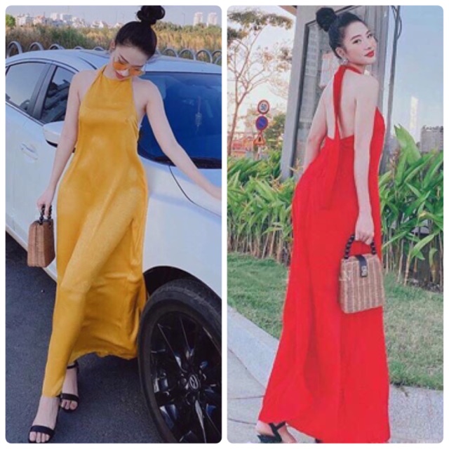 ĐẦM MAXI HỞ LƯNG CỔ YẾM