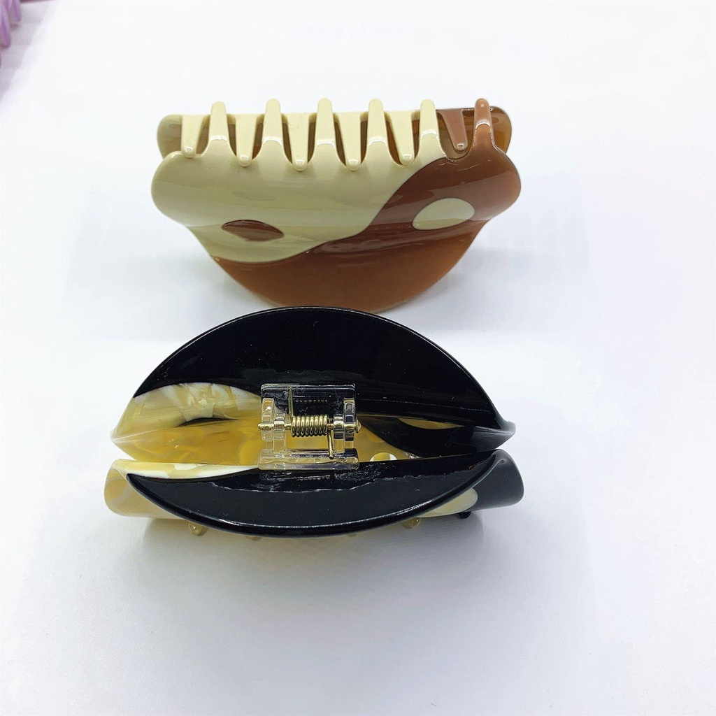 SUSANS Kẹp Tóc Hình Bán Nguyệt Màu Trắng Đen Phong Cách Vintage