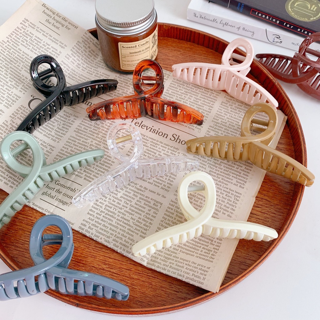 Kẹp Tóc Màu Trong Suốt Thiết Kế Đơn Giản Phong Cách Retro