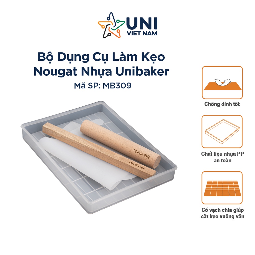 Bộ dụng cụ làm kẹo Nougat nhựa PP có vạch chia Unibaker MB309