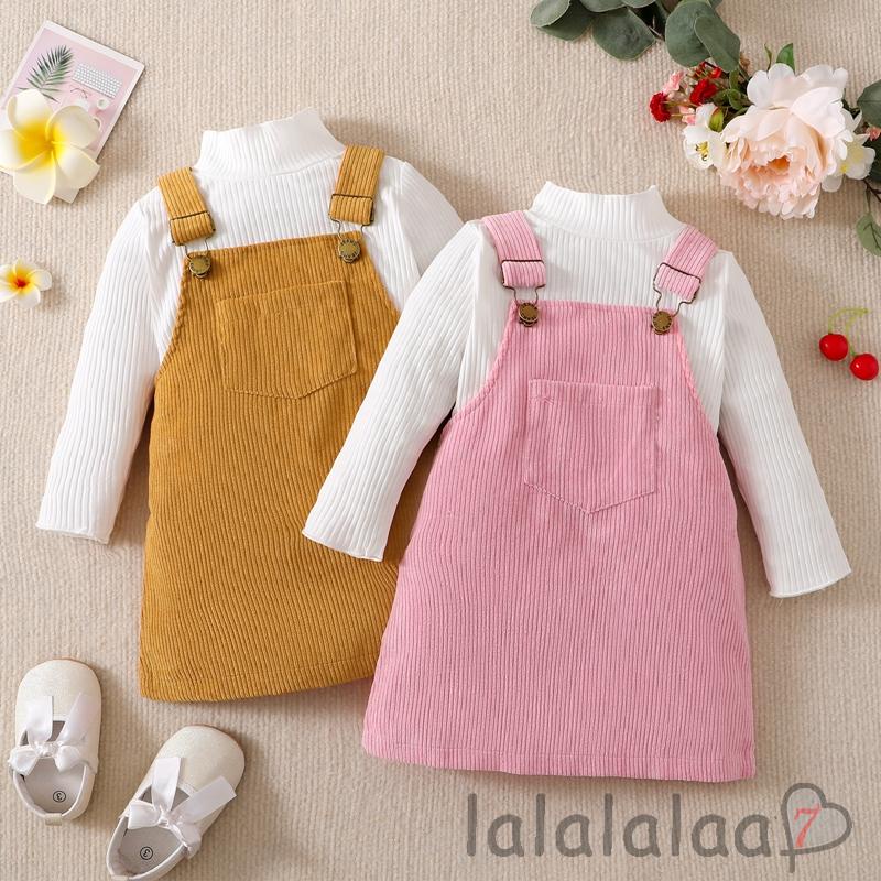 Set Đồ 2 Món Gồm Áo Len Dệt Kim Tay Dài + Váy Yếm Hai Dây Màu Hồng Nhạt Cho Bé Gái 18-24 Tháng Tuổi