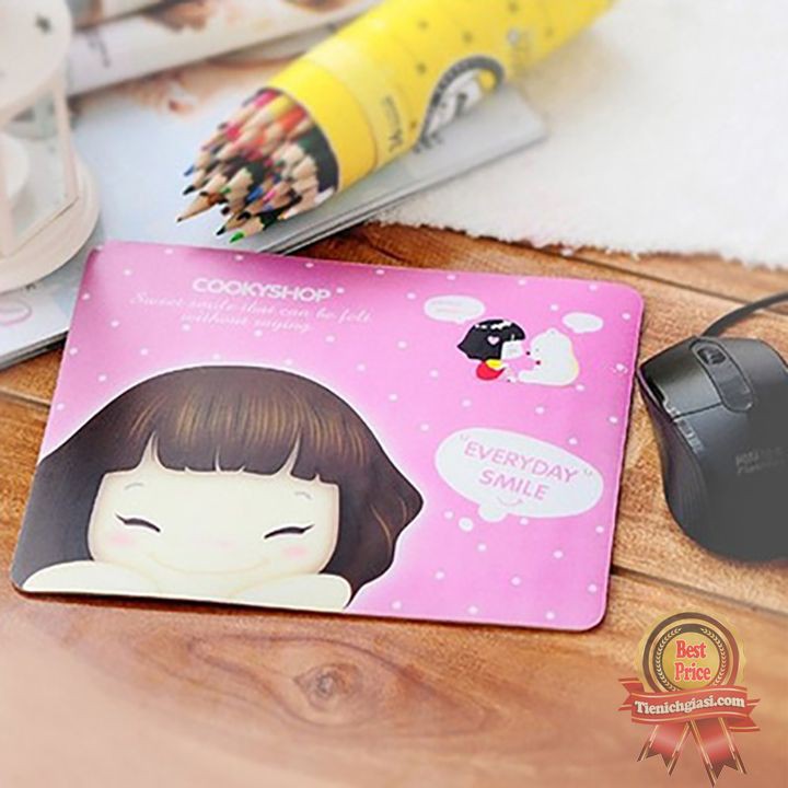 Tấm lót chuột hình cô bé dễ thương cute | Bàn di chuột 22x18cm