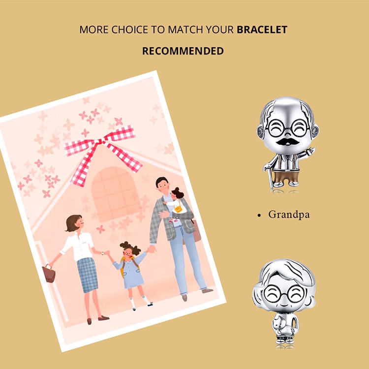 BAMOER Mặt Dây Chuyền Hình Ông Bà Bằng Bạc 925 BSC175 Thời Trang