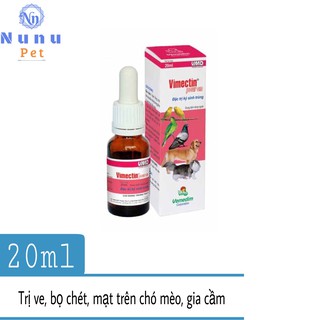 Thuốc nhỏ sống lưng trị ve ghẻ, bọ chét, mạt trên chó mèo, gia cầm - Vemedim Vimectin Pour On