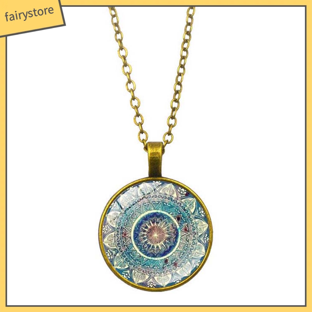 Dây chuyền hợp kim mặt tròn họa tiết hoa độc đáo cho nữ