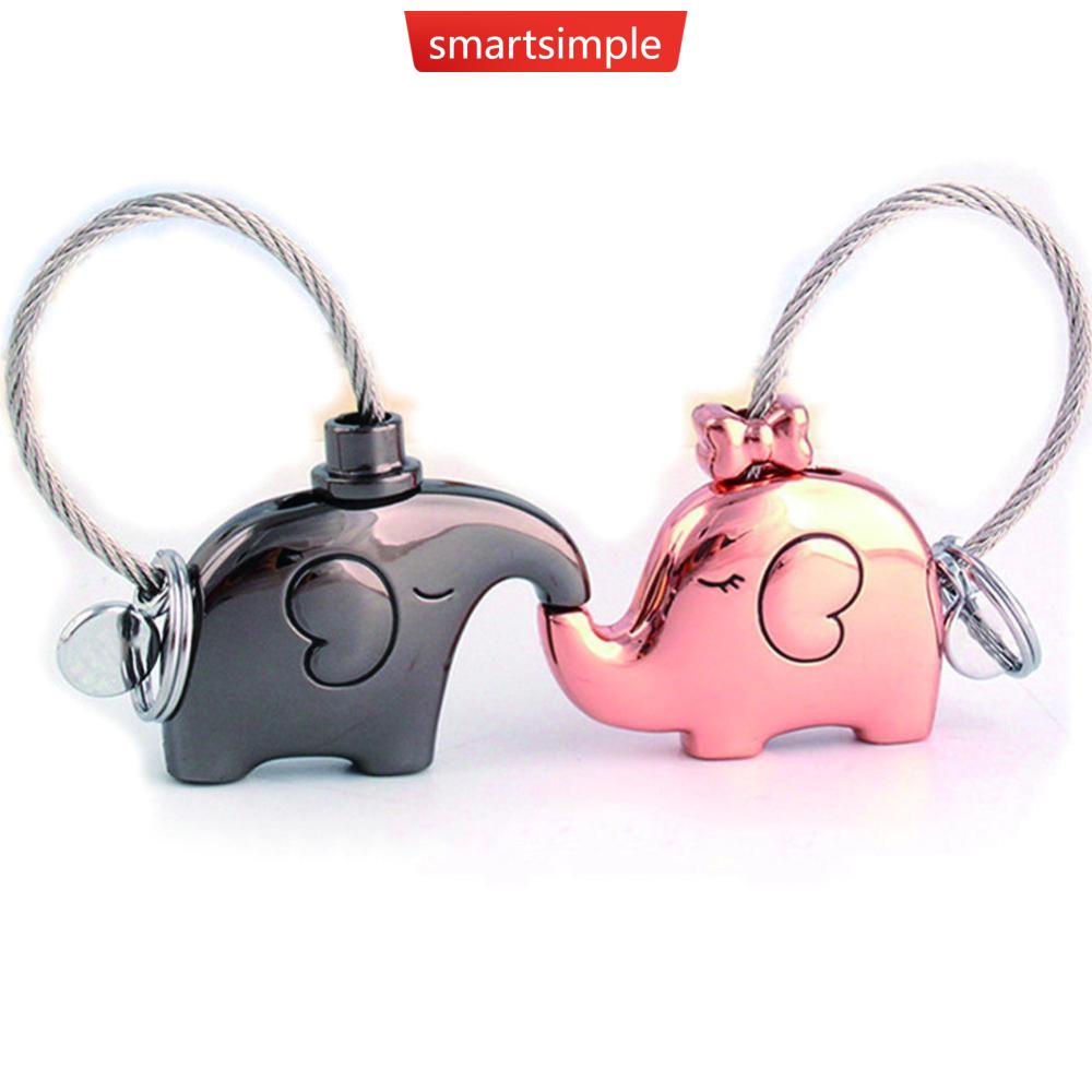 Móc Khóa Hình Chú Voi Hôn Nhau Đơn Giản Dễ Thương Làm Quà Tặng Lễ Tình Nhân D9K5