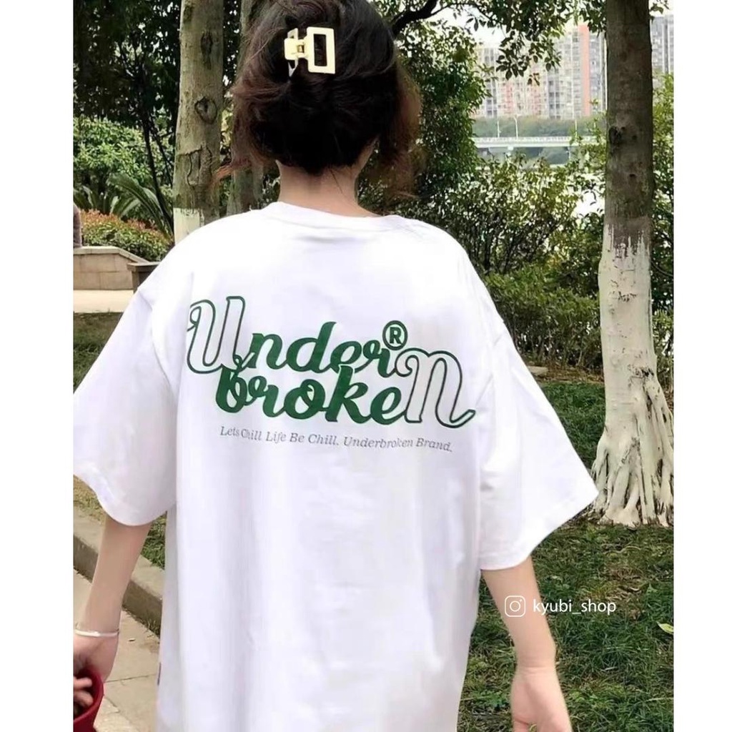 Áo Thun Tay Lỡ UNDERBROKEN Xanh Lá Chất Cotton Phối Kèm Nón Nhiều Mẫu - Áo phông form rộng Kyubi 2022 Collection
