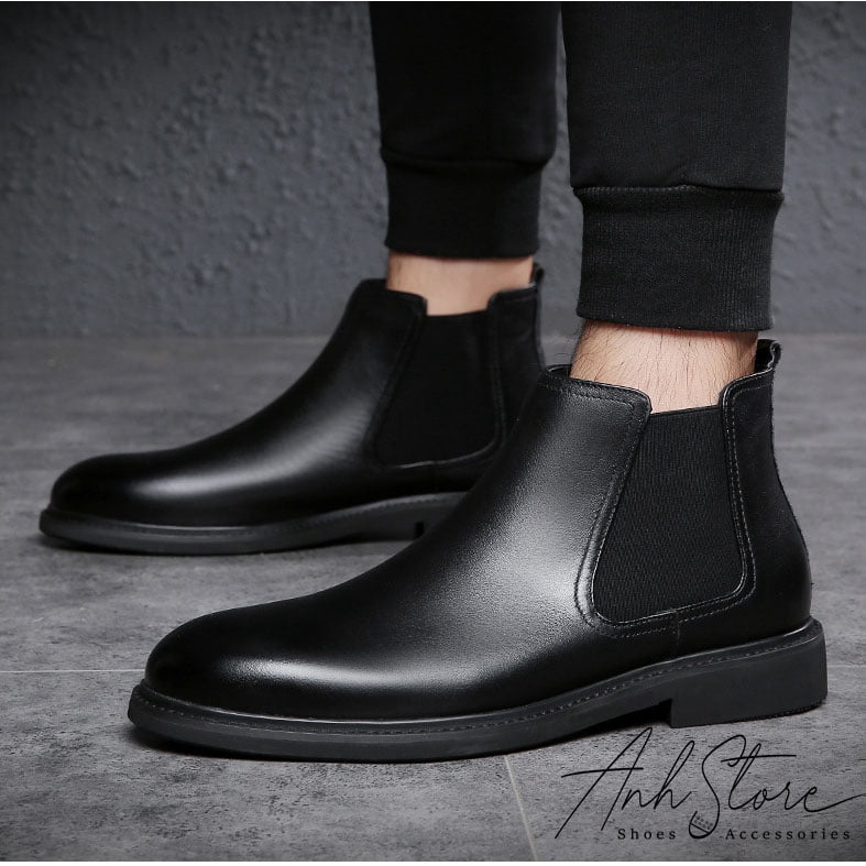 [HÀNG MỚI VỀ] GIÀY CHELSEA BOOTS DA PU CAO CẤP, TẶNG KÈM TẤT(VỚ) QUẢ TRÁM