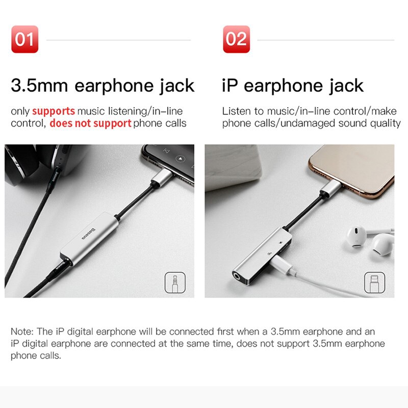 Đầu Chia Cổng Sạc Và Tai Nghe 3.5mm Baseus L52 Chuyên Dụng Cho iPhone