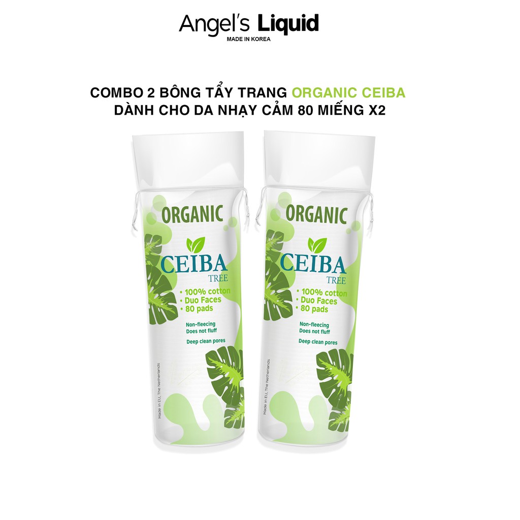 Bộ 2 Bông tẩy trang Organic Ceiba dành cho da nhạy cảm 80 miếng