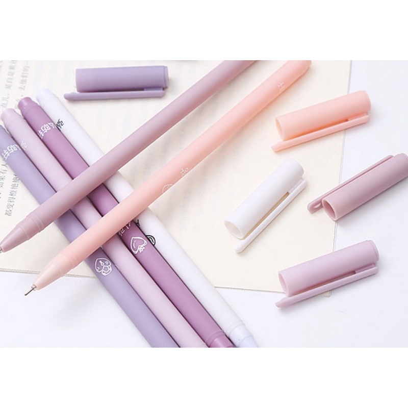 Set Bộ 6 Bút Gel Mực Đen ngòi 0.5mm nhiều màu Morandi