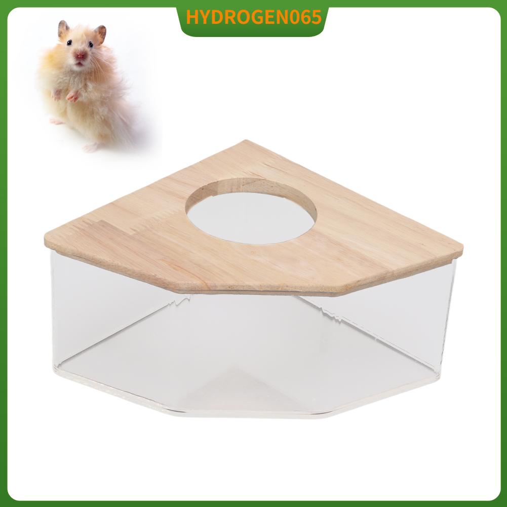 Hydrogen065 Hộp tắm cho chuột Hamster Quạt góc phải Acrylic Phòng cát an toàn nhỏ