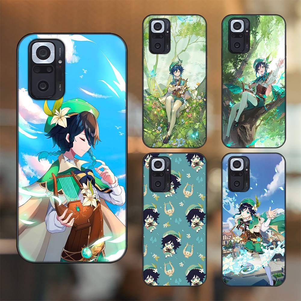 Ốp lưng Xiaomi Redmi Note 10 Pro viền đen in hình Venti Genshin Impact