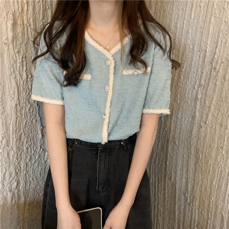 Áo Sơ Mi Tay Ngắn Cổ Chữ V Dáng Rộng Thiết Kế Độc Đáo Cho Nữ | BigBuy360 - bigbuy360.vn