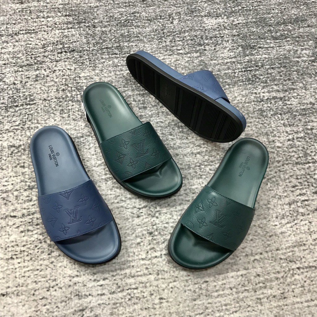 Dép lê nam lv hoa xanh đế cao su siêu nhẹ lv210, dép đi chắc chắn có đủ size 38-42,dép lê nam quai ngang neww 2021 lv201