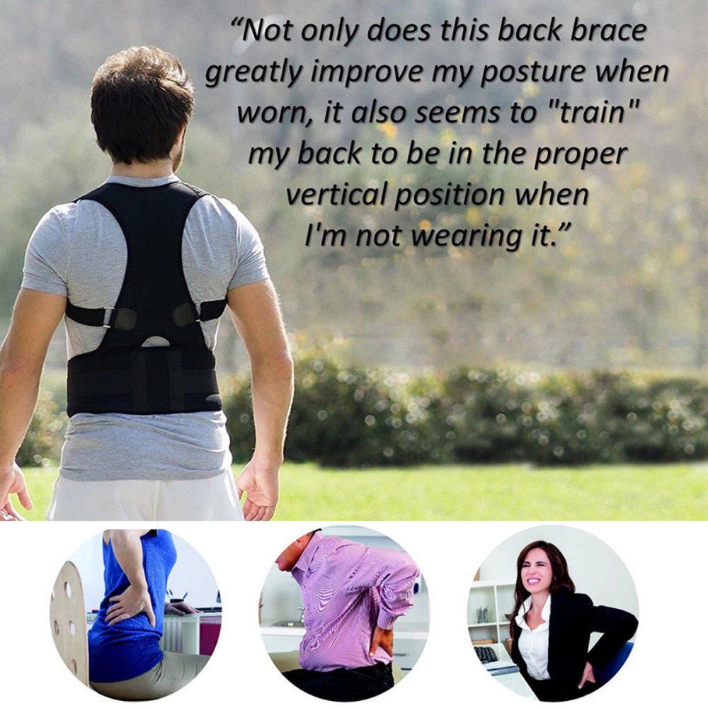 Men Women Posture Corrector Support Magnetic Back Shoulder Brace Belt Adjustable